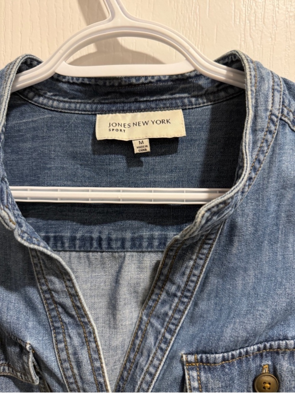 Jones New York Light Wash Denim Button-Front Shirt - Picture 4 of 4